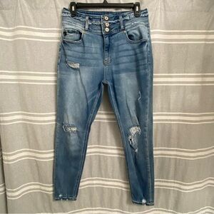 KANCAN / Curvy Distressed Skinny Crop High Rise Jeans Size 11/29